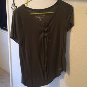 army green hollister shirt. OPEN TO ALL OFFERS